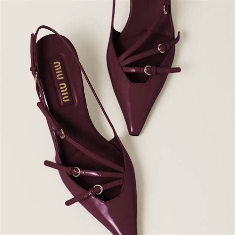 miu miu 5i448bf m055|Miu Miu Patent leather slingbacks with buckles .